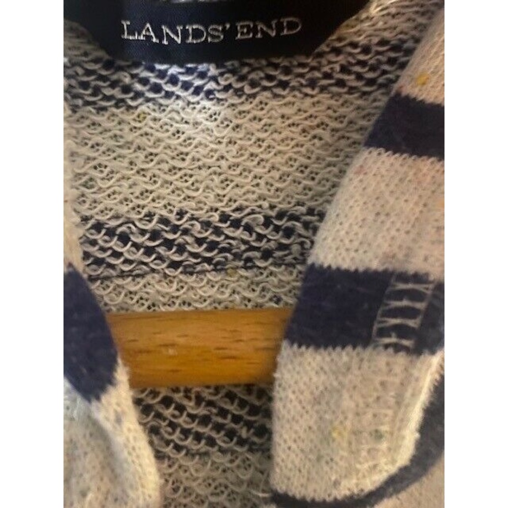 LANDS END Robe Girls XL 16+ Striped Full Zip HOODIE Long Sleeve HEART‎ POCKETS - Picture 8 of 10